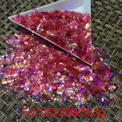 Wholesale Wine red Irregular Manicure glitter Acrylic Nail Powder Cameo Crushed Sea Shining Ice Mylar Shell Glitter Powder 07