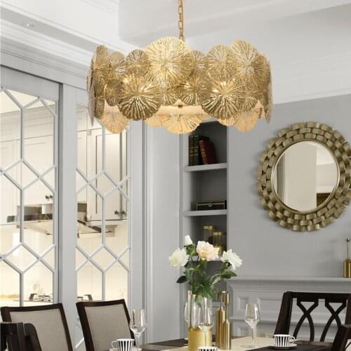 Postmodern creative chandelier light luxury hollow copper art simple fashion living room dining room art chandelier