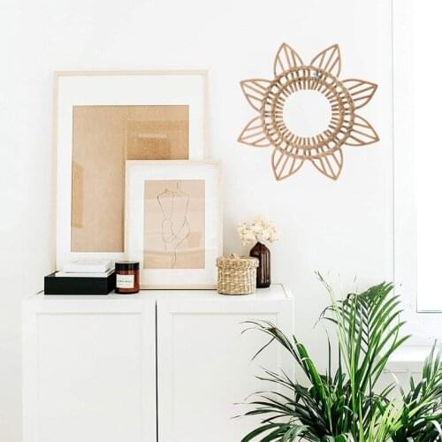 Rattan Frame Hanging Wall Mirror Frame Photo Wall Frames Wood Art Deco Frame Handmade Home Decoration Living Room Bedroom