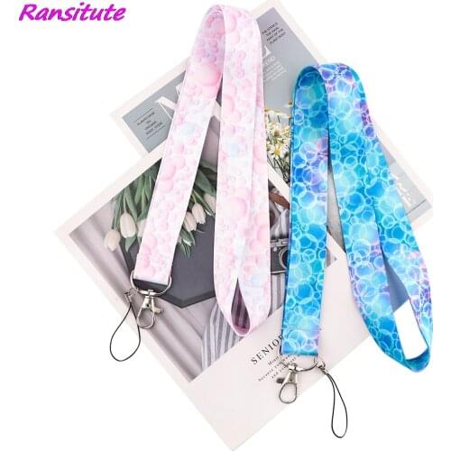 Ransitute R2044 Pink Blue Bubbles Painting Art Key Chain Lanyard Neck Strap For Phone Keys ID Card Creative Lanyards