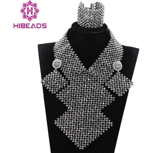 Luxury Handmade African Beads Bridal Jewelry Set Indian Costume Women Bib Necklace Set ANJ322