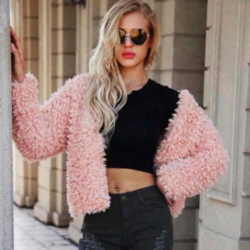 Pink plush short coat street shot imitation fur coat New for Fall 2020! Solid color temperament Fashion wm