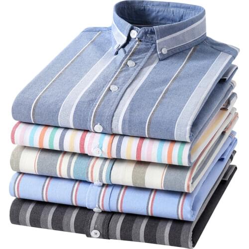 Flower Shirt New Arrival 100% Pure Cotton Oxford Striped Plaid Shirt Mens Fashion Clothing Trends Longsleeve Shirt for Men Tops