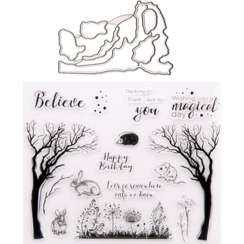 WAX SEAL RUBBER Clear Stamps AND DIES for Scrapbooking WAX SEAL TREES DIY PAPER Album Cards MAKING EMBOSSING Crafts Supplies