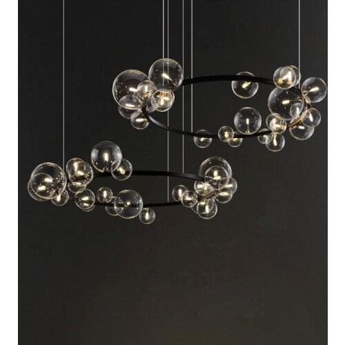 Modern Design Led Chandeliers Lighting Glass Bubble Led Chandelier Lamp Living Dining Room Decor Hanging Light Fixture Luminaire