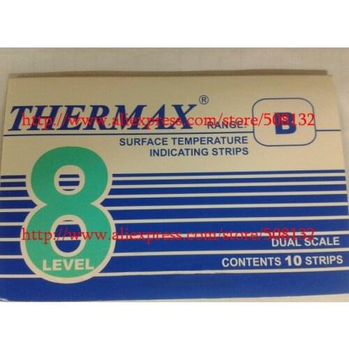 TMC 10 strips THERMAX Temperature Label 8 Level Range B
