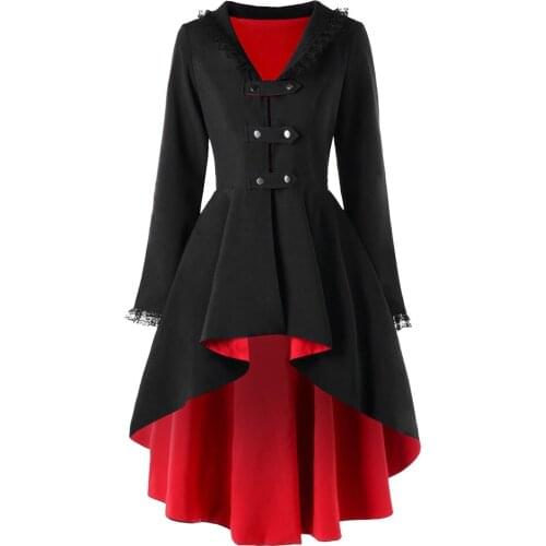 2021 New Fashion Gothic Vintage Mid-Long Trench Coat Women Black Slim Belt Cloak Mujer Steampunk Windbreaker Female Abrigos