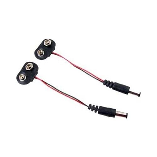 Top quality 2 Pcs 2.1 X 5.5mm Male Dc Plug to 9v Battery Clip