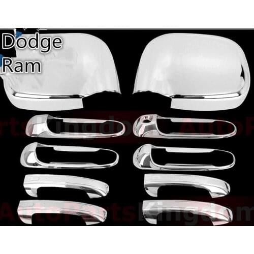 XYIVYG 2002 03 04 05 06 07 08 Chrome ABS Mirror Cover + Handle Cover for 02-08 For Dodge Ram 1500/2500/3500