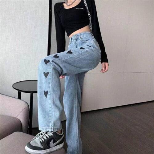 Woman Jeans High Waist Clothes Wide Leg Denim Clothing Blue Streetwear Vintage Quality 2021 Fashion Harajuku Straight Pants