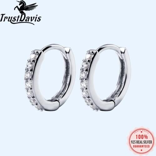 Trustdavis 100% 925 Sterling Silver Fashion Gothic Geometric Hoop Earrings For Women Piercing Silver 925 Earings Jewelry DS953