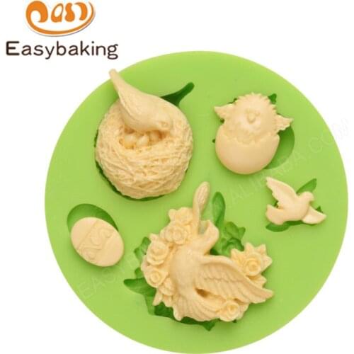 1PC Fondant Silicone Mold Gypsum Moulding Patisserie Reposteria Peace Dove Birds Cake Decorating Pastry Cupcake Baking Tool