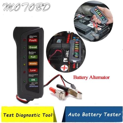12V Auto Car Digital Battery Tester 6 LED Lights Display Diagnostic Tool for Cars Motorcycle Batteries Battery Indicator