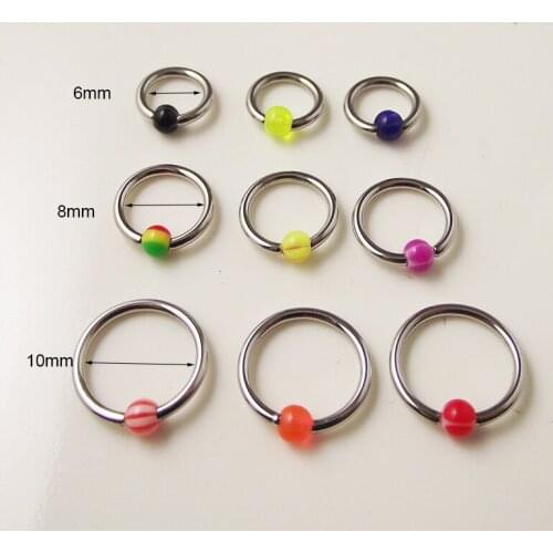 5 Pieces/lot 16G 316L Stainless Steel Captive Bead Hoop Ring Navel Tragus Helix Rings Acylic Ball Body Piercing Jewelry