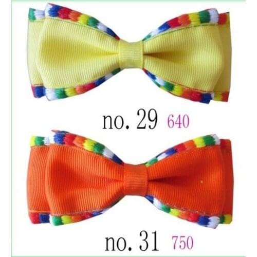 50 BLESSING Girl 3.5" Selvage Bowknot Hair Bow Clip Colorful Lace Accessories