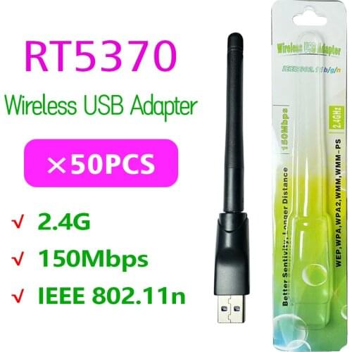 [50 PCS] 5370 WiFi with Ralink RT5370 chip polybag packing 150Mbps 2.4GHz 802.11b/g/n USB2.0 Rotatable Wireless USB WiFi Antenna