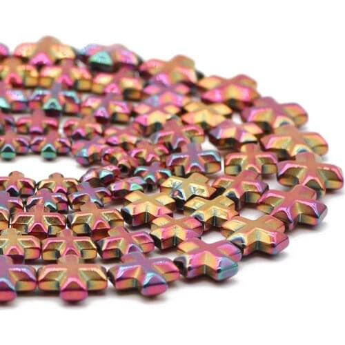 6/8/10MM Hematite Natural Stone Rose Red Cross Jesus Spacer Loose Beads For Jewelry Making Handmade DIY Bracelets Accessories