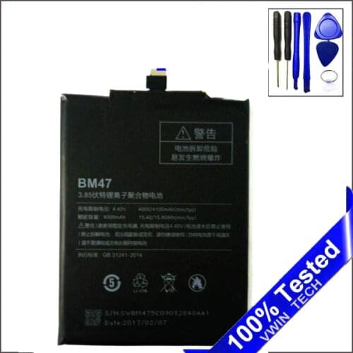 SanErqi New Edition BM47 Full Capacity 4000mAh Battery For Xiaomi Redmi 3 3S 3X Xiao mi Hongmi Redmi 4x battery with Open tools