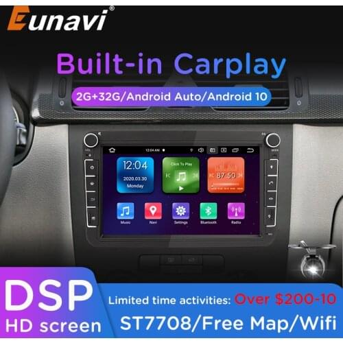 Eunavi 2 Din Android 10 Car Radio Multimedia Video Player For VW Golf 7 Polo Passat b7 b6 Jetta Seat Tiguan Octavia 2Din GPS DVD