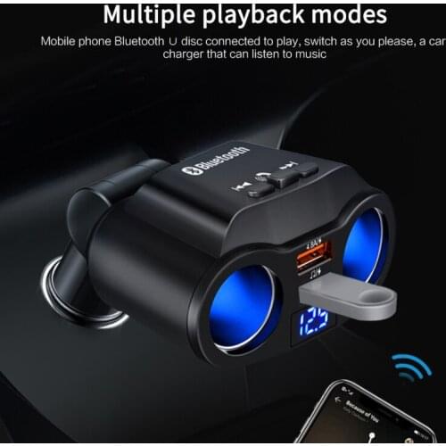 Bluetooth 5.0 Car Handsfree FM Transmitter Dual USB Charger Car mp3 Player Expand Support Music Play Cigarette Lighter