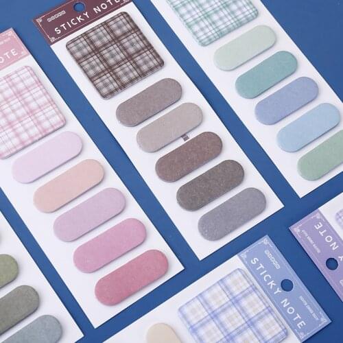 Brief Basic Grid Lines Solid Color Memo Pads Sticky Notes To Do List Planner Sticker Sheet Cute Japanese Stationery School Decor