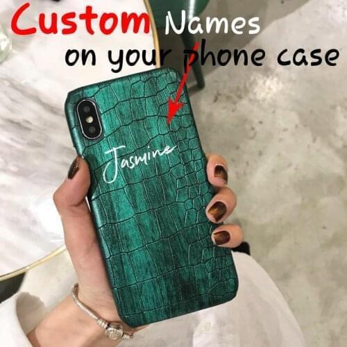 Custom Name image Luxury Phone Case for iPhone 11 pro XS MAX Case for iPhone X XR 6/6S/7/8 Plus Case Crocodile Skin PU Leather