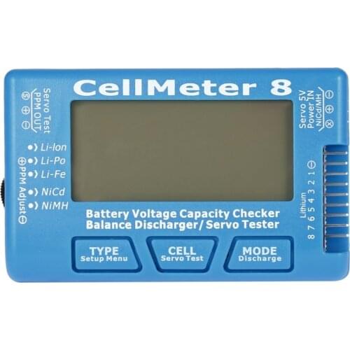 RC Digital CellMeter 8 Servo Tester 2S-8S with LCD Backlight Battery Voltage Capacity Checker Balance Discharger