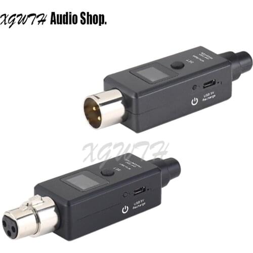 Digital UHF Transmitter Receiver System Wired Microphone to Wireless Mic Audio XLR 3Pin Adapter Converter for Dynamic Mic