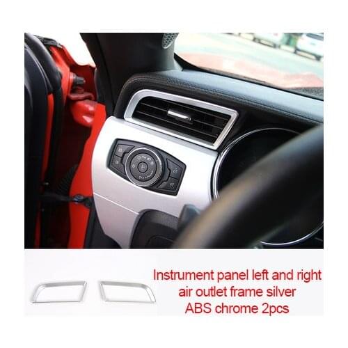 For Ford Mustang 2015-2020 ABS chrome Instrument panel left and right air outlet frame silver 2pcs