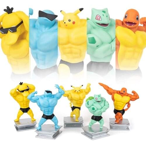 PVC 7" Pokemon Anime Action Figure GK Pikachu Bulbasaur Figure Statue Figurine Bodybuilding Series Collection Birthday Gifts
