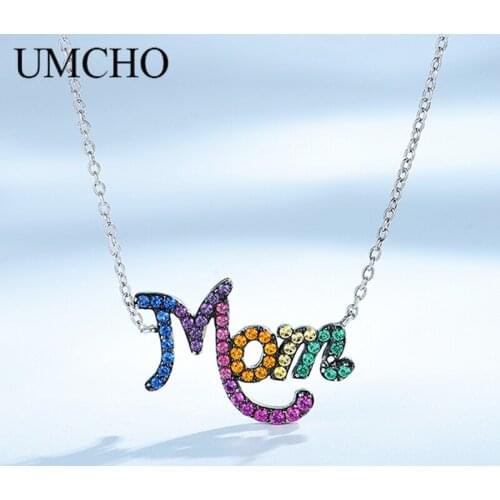 UMCHO Elegant Necklaces Pendants 925 Sterling Silver Jewelry Created Character Mom Necklace Wedding For Mom Gift With Chain