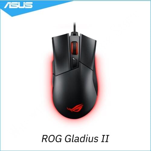 ASUS ROG Gladius II Ergonomic Optical Gaming Mouse Optimized for FPS, 12000 DPI Aura RGB Lighting with Aura Sync-support