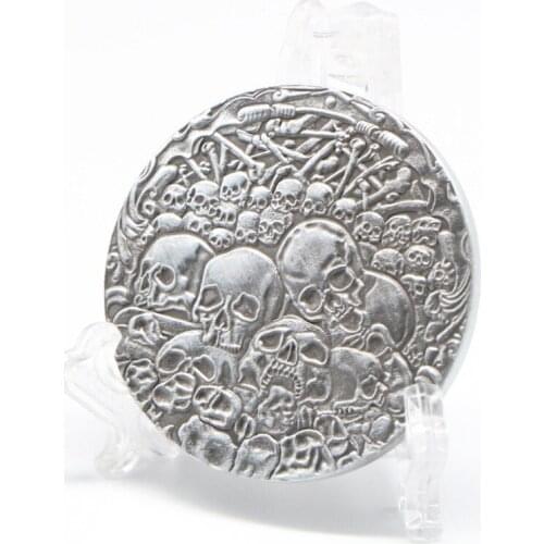 Europe and America Cameo Cathedral Bas-relief Skull Silver Coin Halloween Silver Plated Coins Souvenir GIFTS