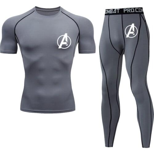 Mens Tight Suit Compression Suit Mens Sportswear Brand Mens Boxing T-Shirt Race Suit Sports Quick Drying Suit Jogging Shirt