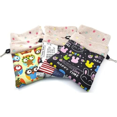 3 Size Cartoon Winter Short Plush Hamster Sugar Glider Hammock Squirrel Hanging Sleeping Bed Cage Parrot Nest Small Pet Supply