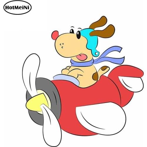 HotMeiNi 13cm x 7.3cm for Sweet Dog In The Plane Vinyl Camper Decal Camper Scratch-proof Window Trunk Car Stickers for Vehicle