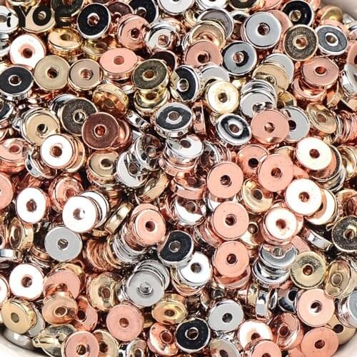 IYOE 100/200/300pcs 5mm Mix Color CCB Spacer Beads Flat Round Plastic Beads Handmade DIY Bracelet Jewelry Making Supplies