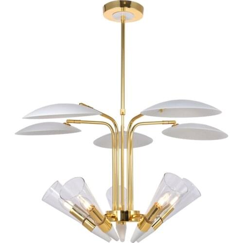 Modern Black Metal Chandelier White Glass Pendant Light Living Room Dining Room Ceiling Lamp LED Suspension Lamps PA0506