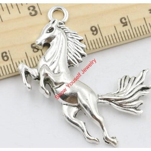 JAKONGO 2pcs Antique Silver Plated Big Flying Horse Charms Pendants for Jewelry Making DIY Handmade Craft 42x44mm