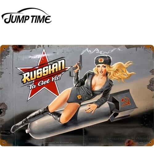 JumpTime 13cm x 8.6cm For Retro Russian Nose Art Sexy Pin-Up Girl Beauty Car Sticker Refit Waterproof Decal Vinyl Car Styling