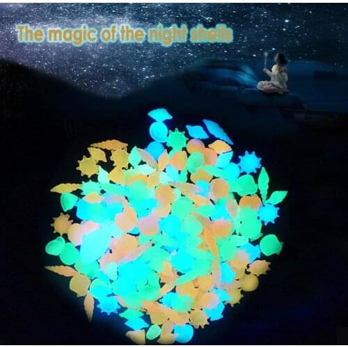 50/100pcs Colorful Luminous Starfish Conch Shell Shaped Glowing Decoration Rocks Cobblestone Aquarium Fish Tank Pool Fluorescent