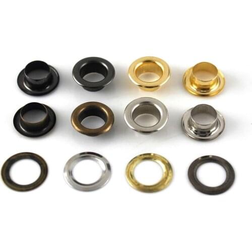 100sets 6mm Brass Eyelet with Washer Leather Craft Repair Grommet Round Eye Rings For Shoes Bag Clothing Leather Belt Hat