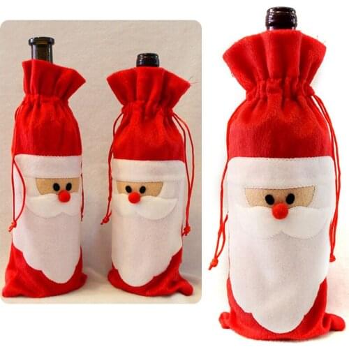 Red Wine Bottle Cover Bags Home Decoration Party Merry Santa Claus Christmas Xmas Deco