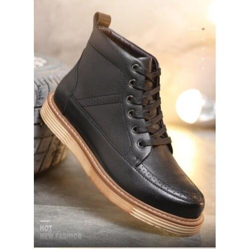 Mens New Style lace-up dress Boots Fashion mens Carved ankle Boot Genuine Leather Breathable Thick bottom oxfords for men