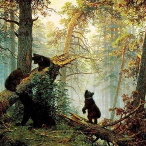 Custom size European wallpaper mural bedroom living room TV background wall Russian famous painting forest morning bear photo