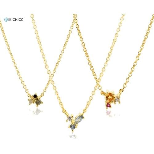 Kikichicc New 925 Sterling Silver Multi Six Zircon Three Flower Pendant Necklace Choker Women Luxury Jewelry Rock Punk For Gift