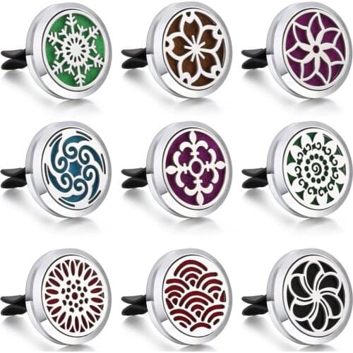 New Aromatherapy Diffuser Necklace Stainless Steel Car Perfume Diffuser Lockets Pendants Vintage Flower Perfume Aroma Necklace