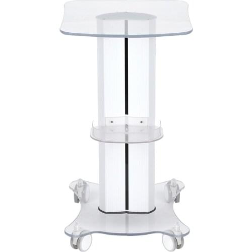 Transparent Plexiglass Beauty Salon Trolley Cart Pedestal Rolling Cart Wheel Aluminum Stand Small Bubble Rack Tool