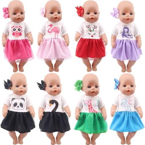 Handmade Doll Dress + Bow-knot For 18 Inch American Doll Girl Toy 43 cm Baby New Born Clothes Acessories Nenuco Our Generation