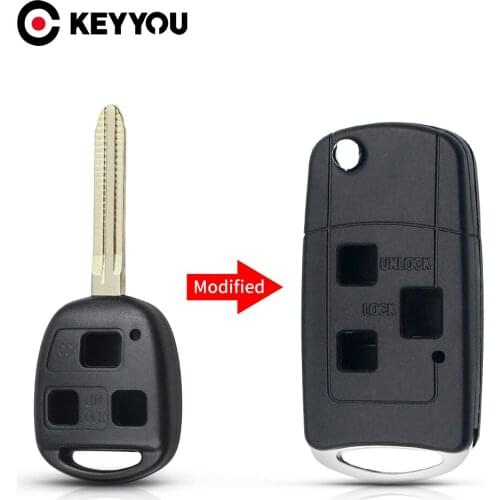 KEYYOU Replacement Remote Modified Car Key Case For Toyota Highlander Land Cruiser Corolla RAV4 Avlon Tacoma TOY43 Blade Case